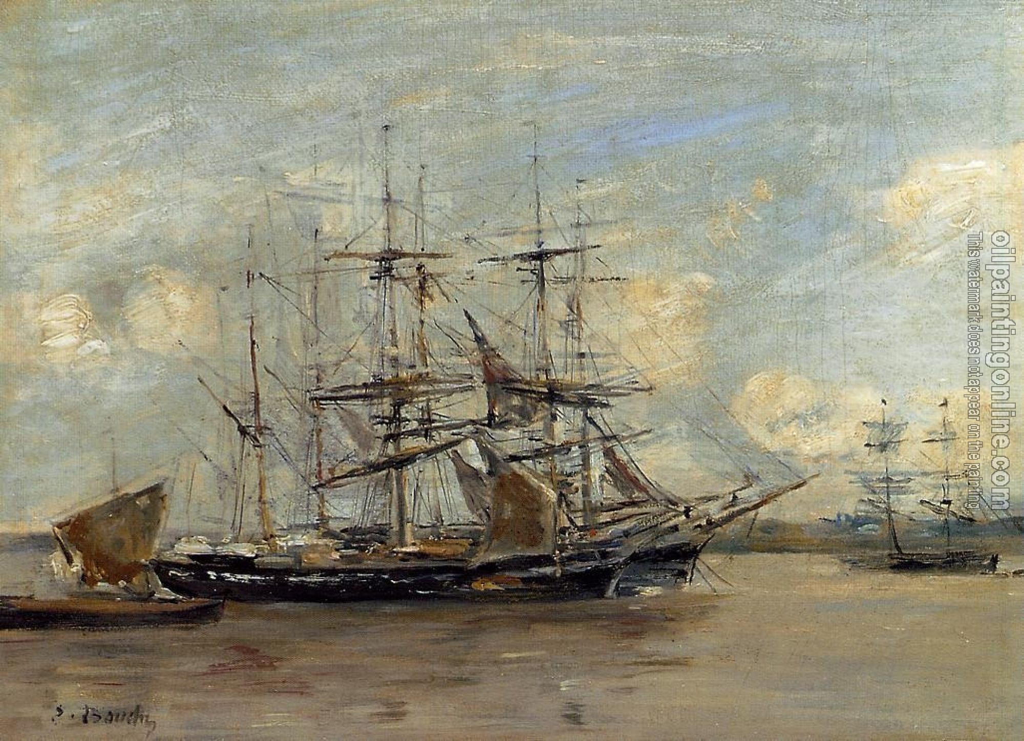 Boudin, Eugene - Le Havre, Three Master at Anchor in the Harbor